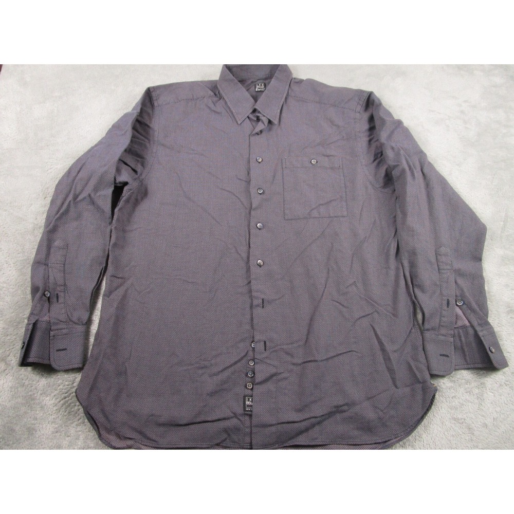 Ike Behar Shirt Mens‎ Large Blue Button Up Long Sleeve Professional